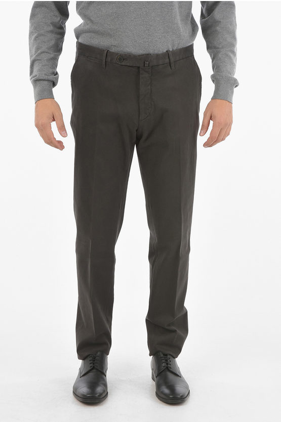 Corneliani Id Belt Loops Stretch Cotton Chino Pants In Gray