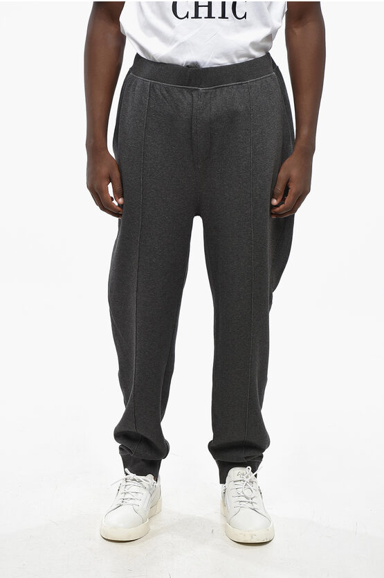Corneliani Id Brushed Cotton Blend Joggers With Elastic Waistband In Gray