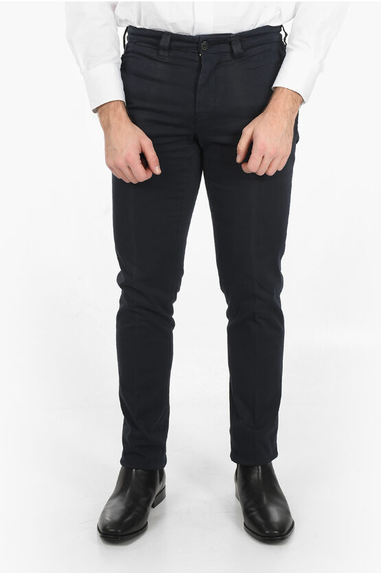 Corneliani Id Collection Chino Unlined Trousers With Flap Pocket In Black