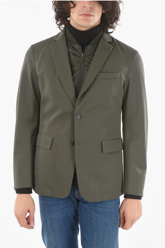 Corneliani Id Collection Padded Blazer With Chest Piece And Flap Pocket In Green