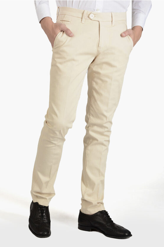 Corneliani Id Cotton And Linen Regular Waist Chinos Pants