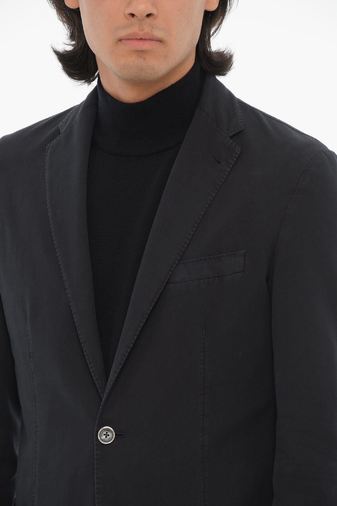 [ROMANTIC CROWN]★NOTCHED LAPEL KNIT BLAZER Corneliani ID Cotton and Silk IDENTITY Blazer wITH notch