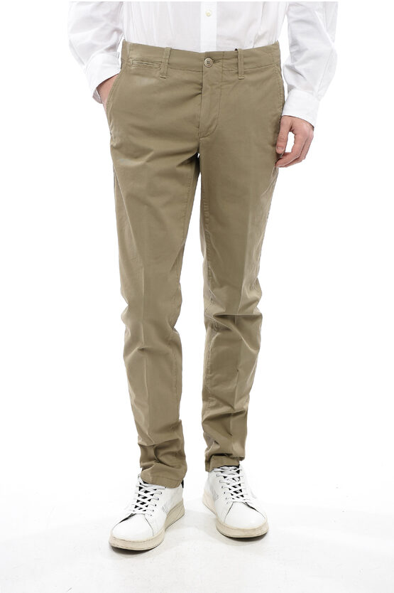 Corneliani Id Cotton Blend Chinos Pants With Belt Loops In Brown