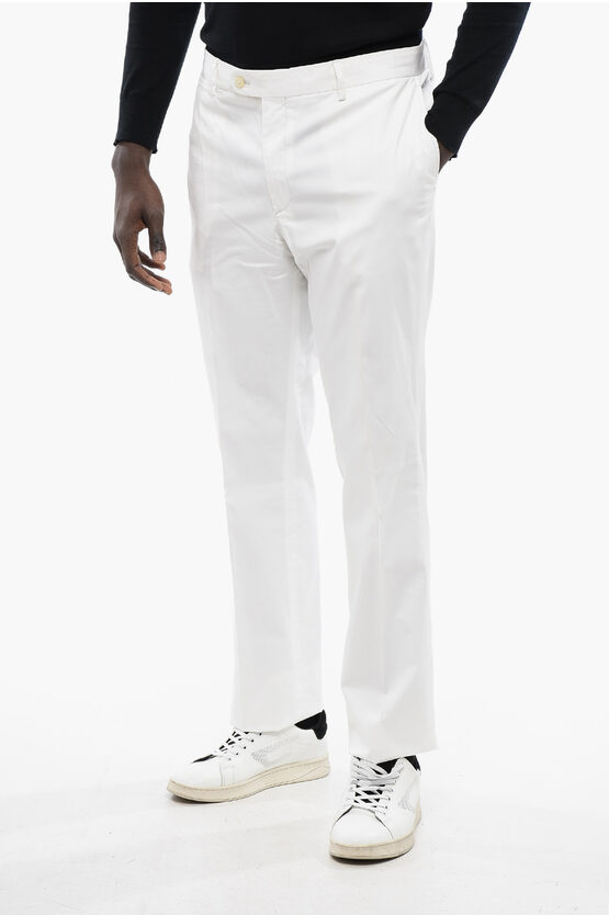 Corneliani Id Solid Color Cotton And Linen Chino Pants