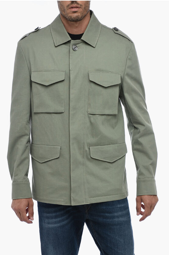 Shop Corneliani Id Utility Overshirt With Hidden Placket