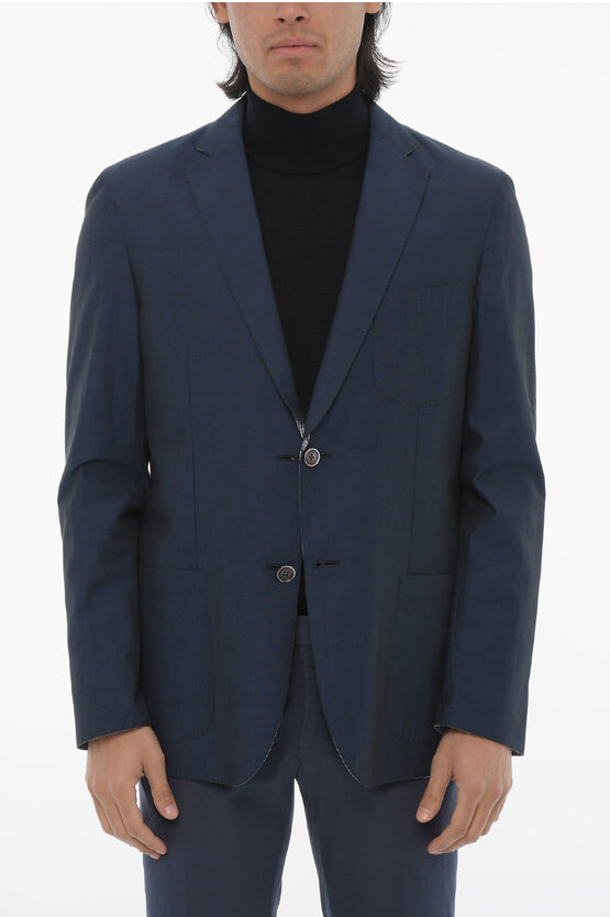 Corneliani Id Cotton Reversible Blazer With Pin Check Motif