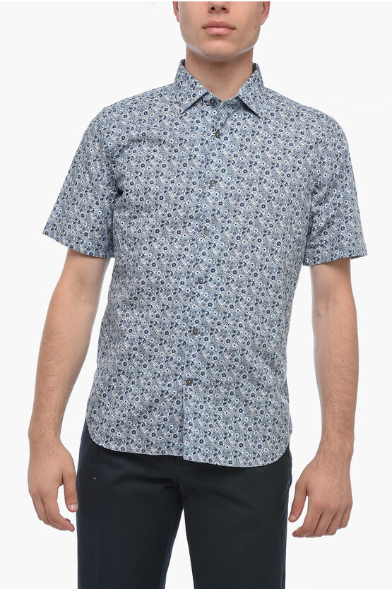 Shop Corneliani Id Cotton Slim Fit Shirt With Floral Motif