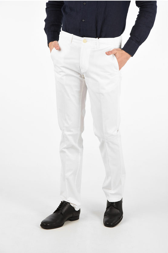 Corneliani Id Cotton Stretch Chino Pants In White