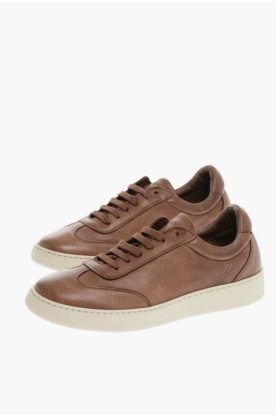 Shop Corneliani Id Deerskin Low Sneakers