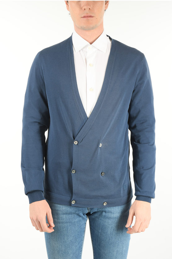 Shop Corneliani Id Double-breasted Cotton Cardigan