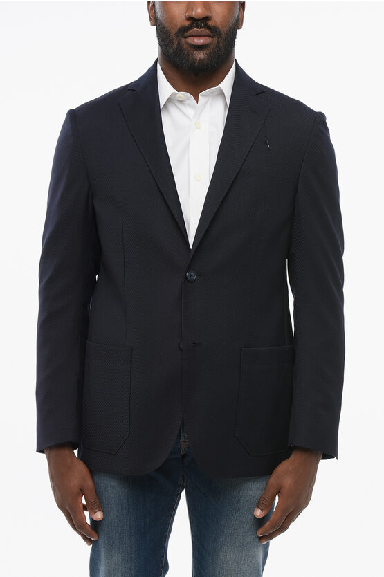 Corneliani Id Embroidered Identity Single Breasted Blazer With Zipped B In Black