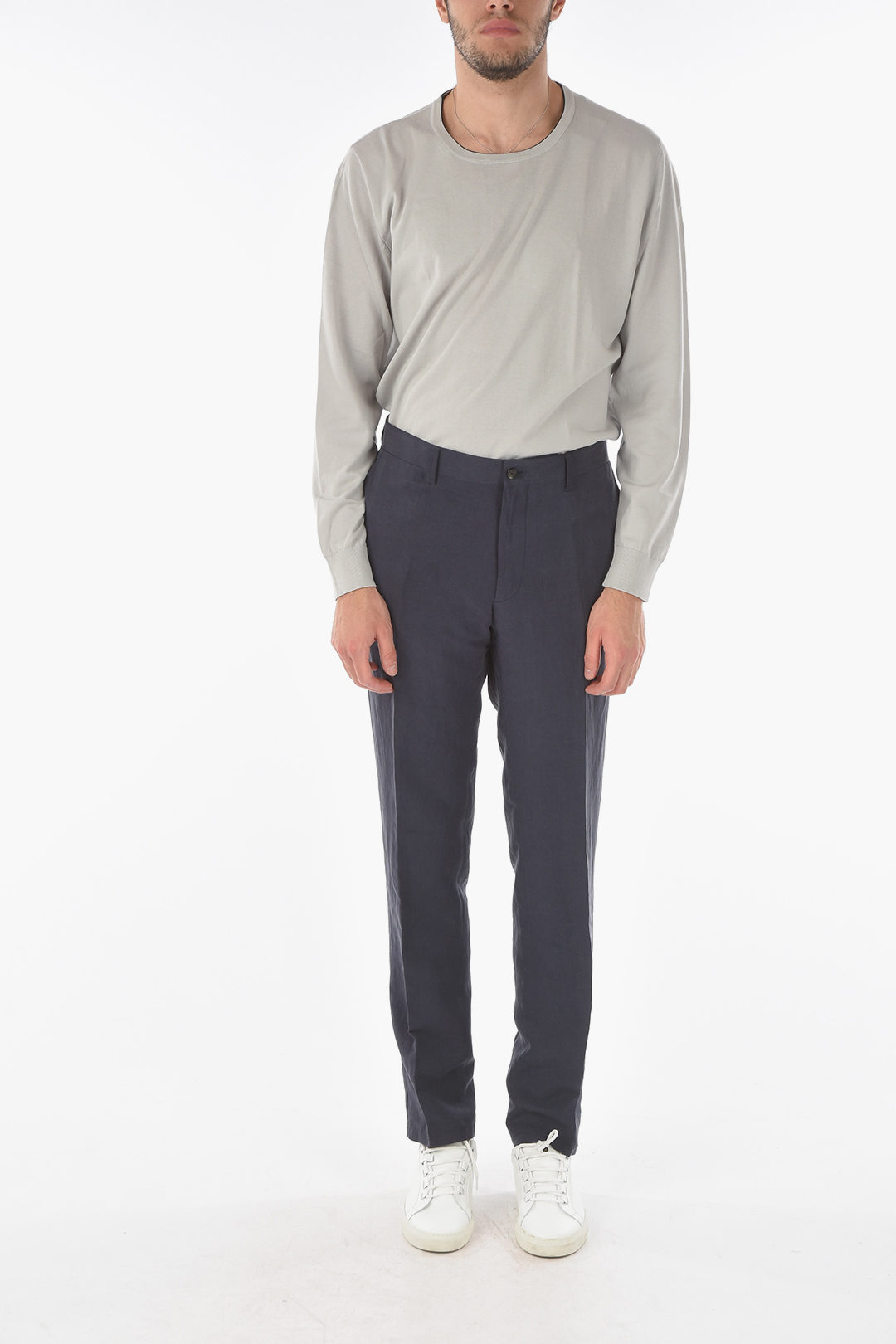 Corneliani ID Flax Silk IDENTITY Pants with Belt Loops men - Glamood Outlet