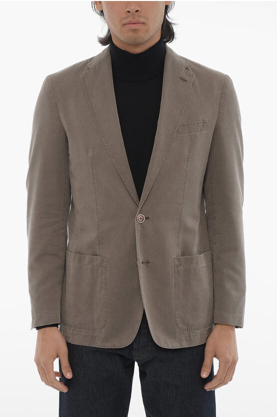 Corneliani Id Herringbone Motif Unlined 2-button Blazer