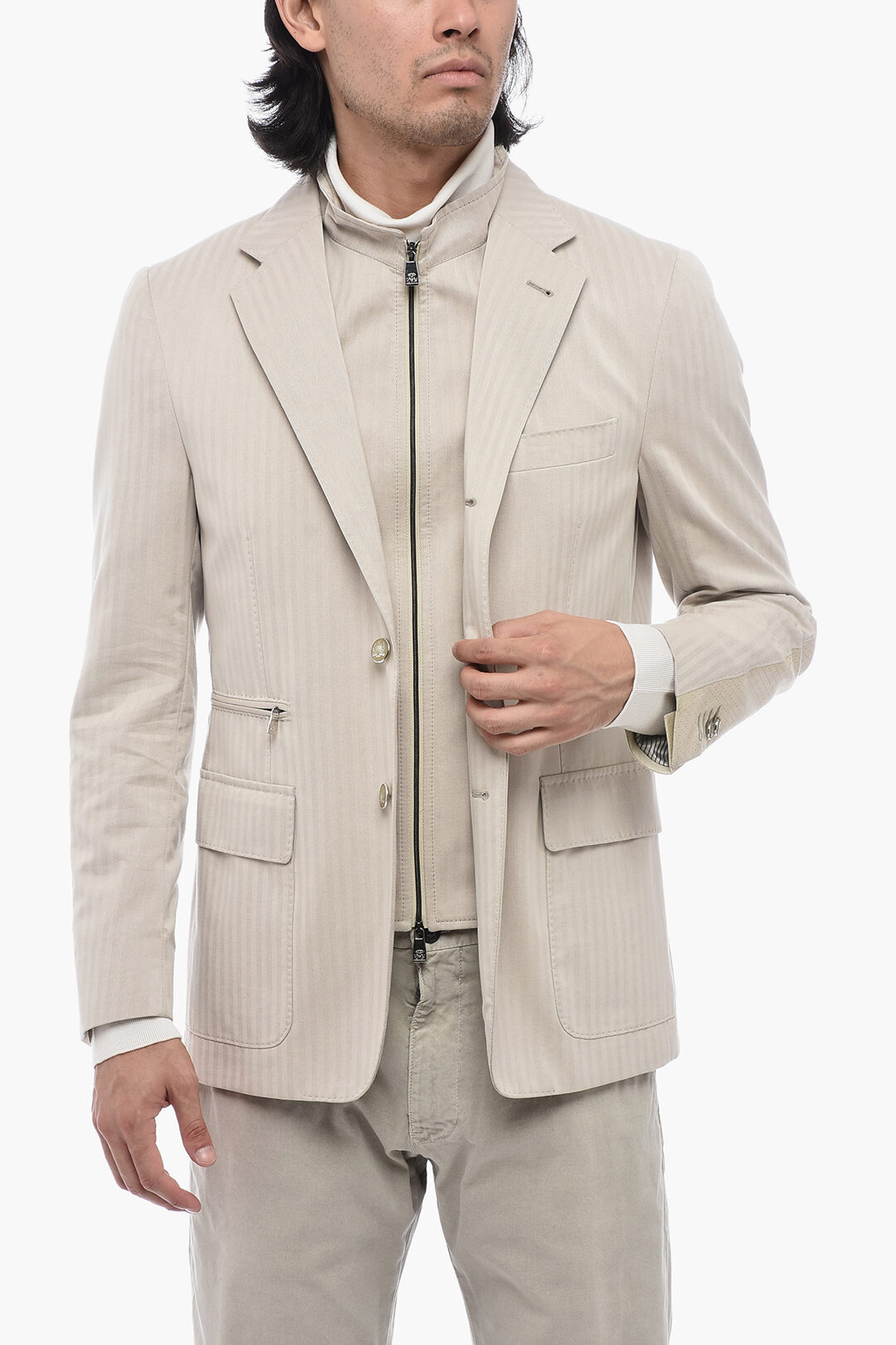 1150~ID virgin wool check IDENTITY blazer