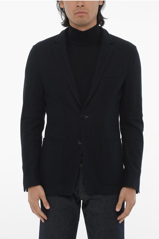 Corneliani Id Lightweight Cotton Unlined 2-button Blazer With Patch Poc In Black