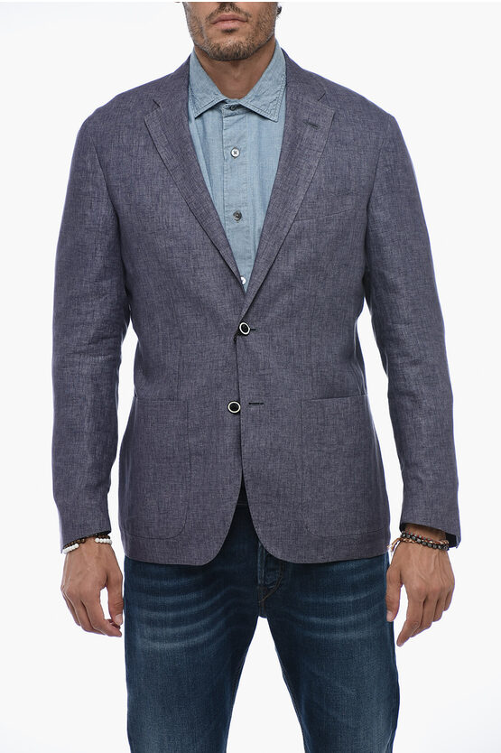 CORNELIANI ID LINEN HALF-LINED BLAZER 