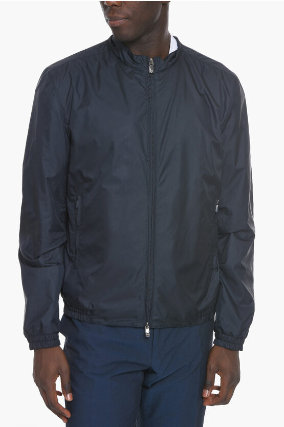Corneliani Id Nylon Zip-up Lightweight Jacket In Blue