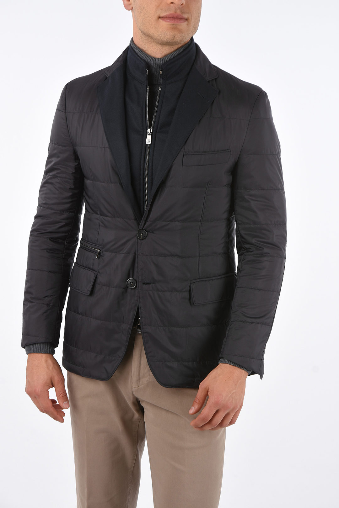 Corneliani ID OUTDOOR 3 Button Quilted Blazer with Knit Detail men ...