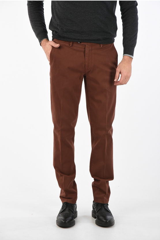 Corneliani Id Regular-waist Cotton Stretch Chino Pants Grösse 58 In Brown