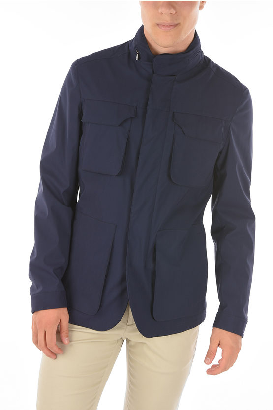 Corneliani Id Removable Hood Identity Front Zipped Blazer