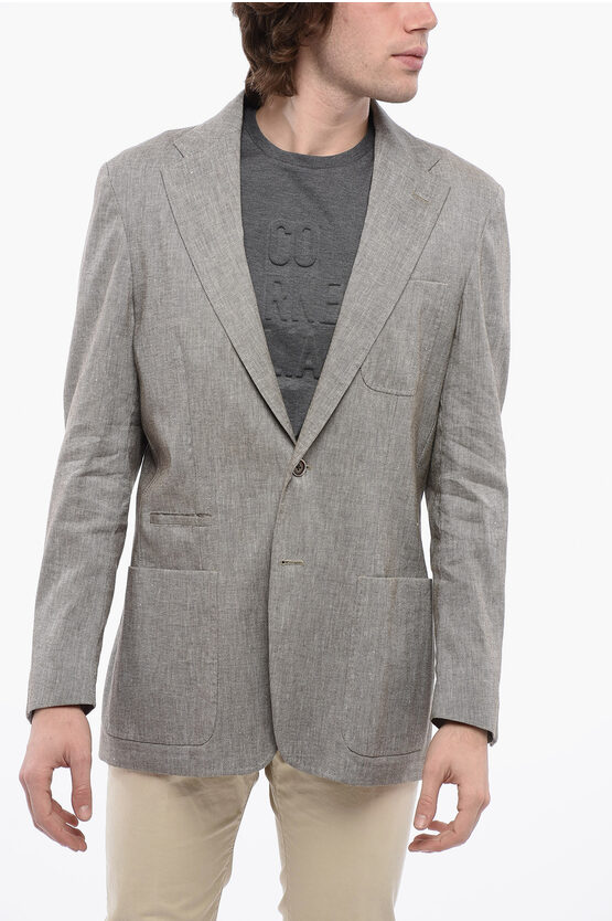 Corneliani Id Side Vents Notch Lapel Unlined Identity 2-button Blazer In Gray