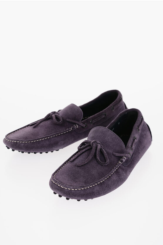 Shop Corneliani Id Solid Color Suede Boat Deck Shoes