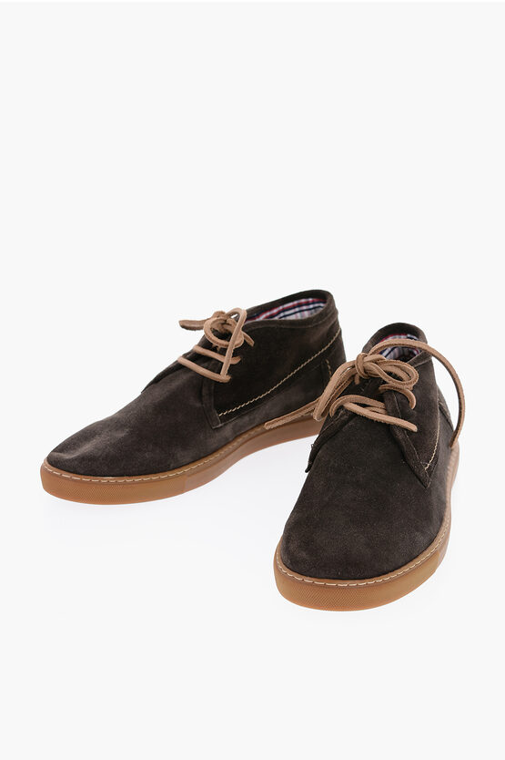 Shop Corneliani Id Solid Color Suede Desert Boots