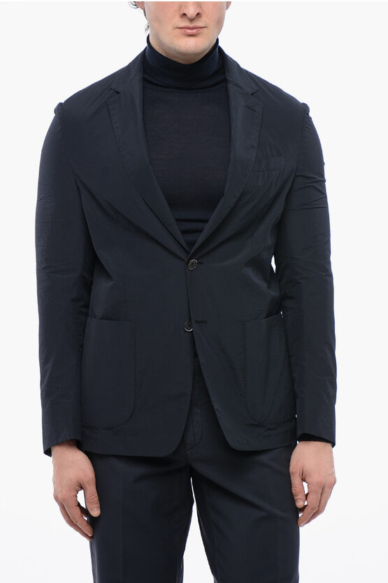 Corneliani Id Solid Color Unlined 2-button Blazer With Patch Pockets