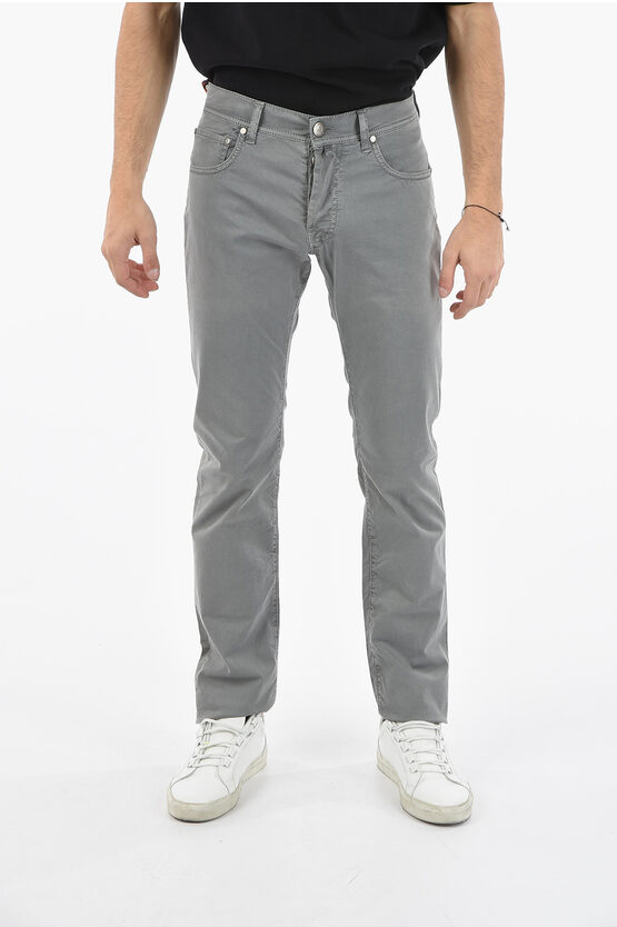 Corneliani Id Stretch Cotton 5 Pockets Pants In Gray