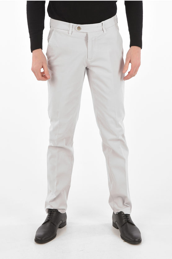 Corneliani Id Stretch Cotton Chino Pants In White
