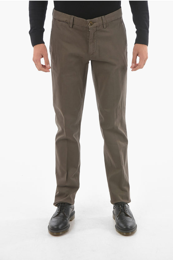 Corneliani Id Stretch Cotton Chino Trousers In Brown