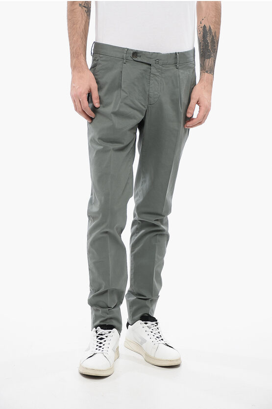 Corneliani Id Stretch Cotton Chinos Pants With Belt Loops