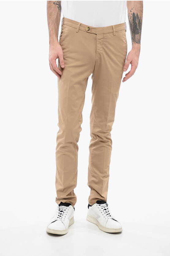 CORNELIANI ID STRETCH COTTON CHINOS PANTS WITH BELT LOOPS 