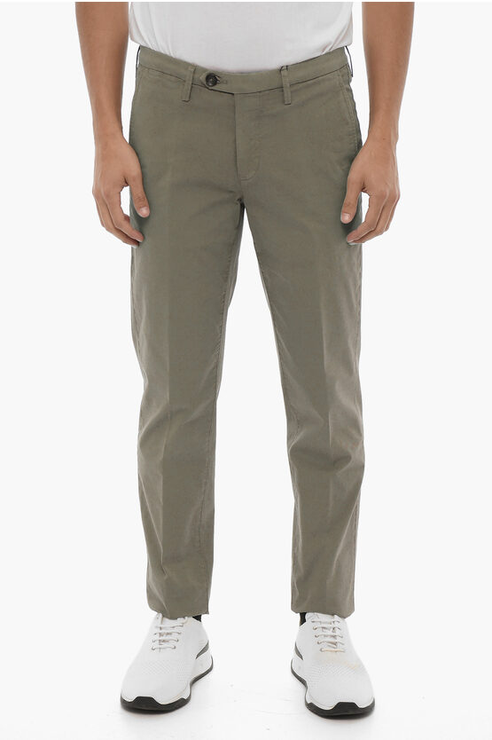 CORNELIANI ID STRETCH COTTON CHINOS PANTS WITH BELT LOOPS 