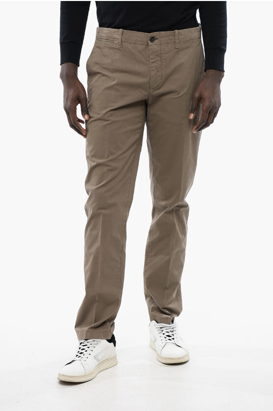Corneliani Id Stretch Cotton Chinos Pants With Belt Loops