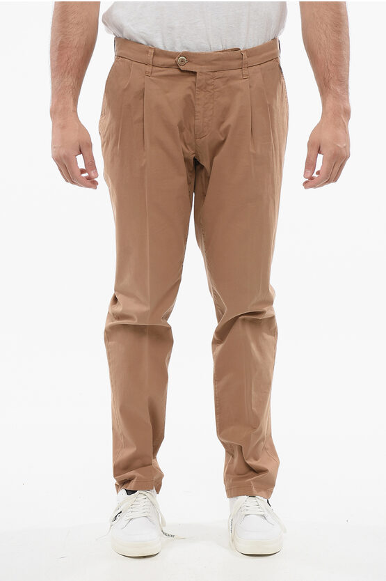 Corneliani Id Stretch Cotton Chinos Pants With Belt Loops