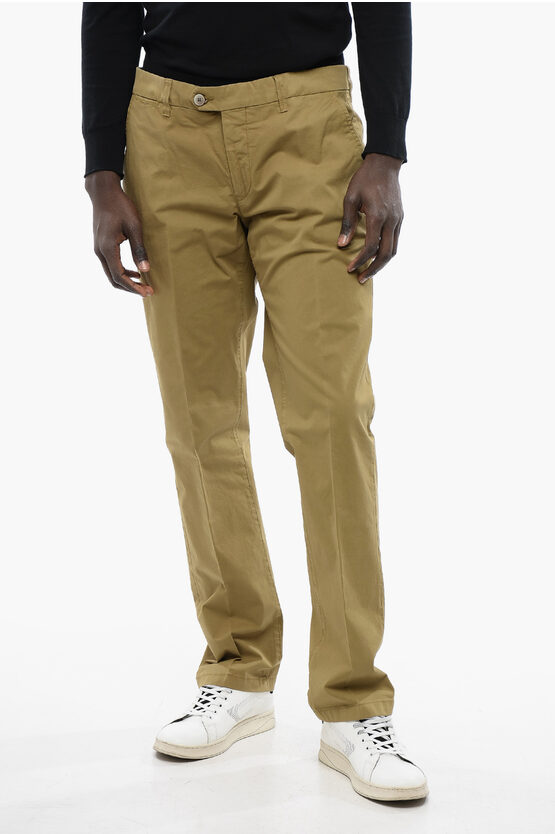 Corneliani Id Stretch Cotton Chinos Pants With Blet Loops