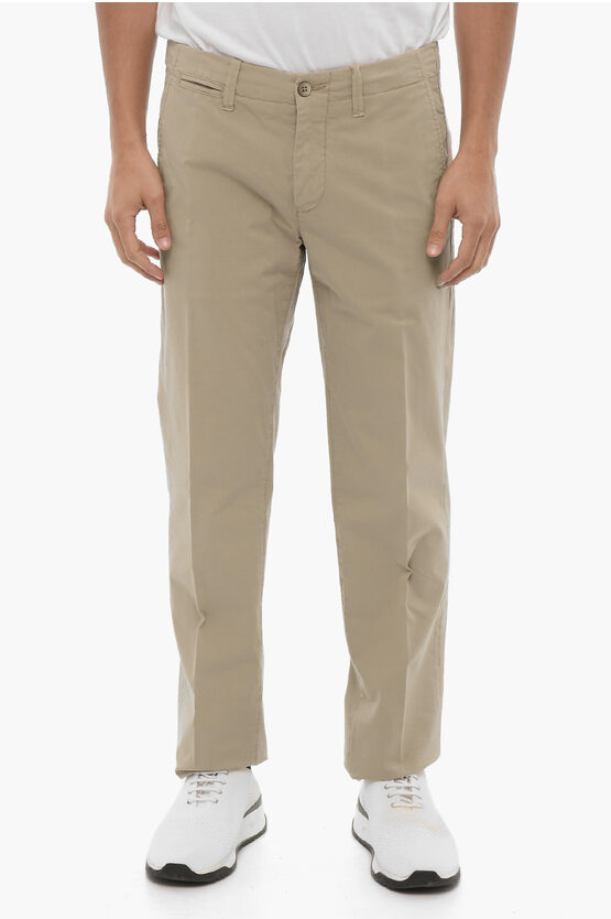 Shop Corneliani Id Stretch Cotton Chinos Pants With Martingales