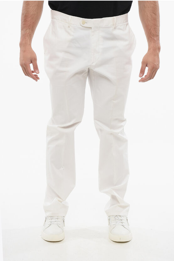Corneliani Id Stretch Cotton Chinos Pants In White