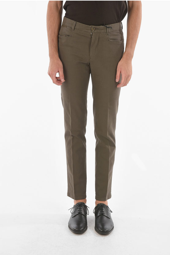 Corneliani Id Stretch Cotton Identity 5-pocket Pants With Belt Loops In Brown