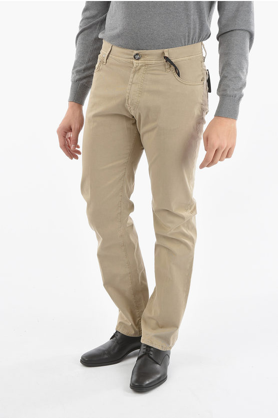 Corneliani Id Stretch Cotton Lazise 5-pocket Pants In Brown