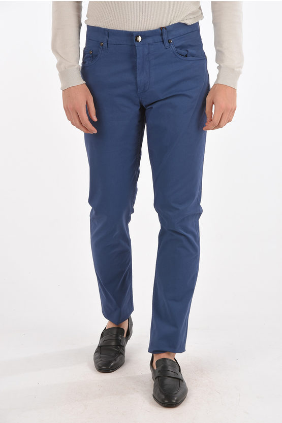 Corneliani Id Stretched Cotton Chino Pants With 5 Pockets