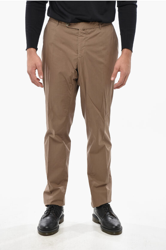 Corneliani Id Stretchy-cotton Chino Pants In Brown