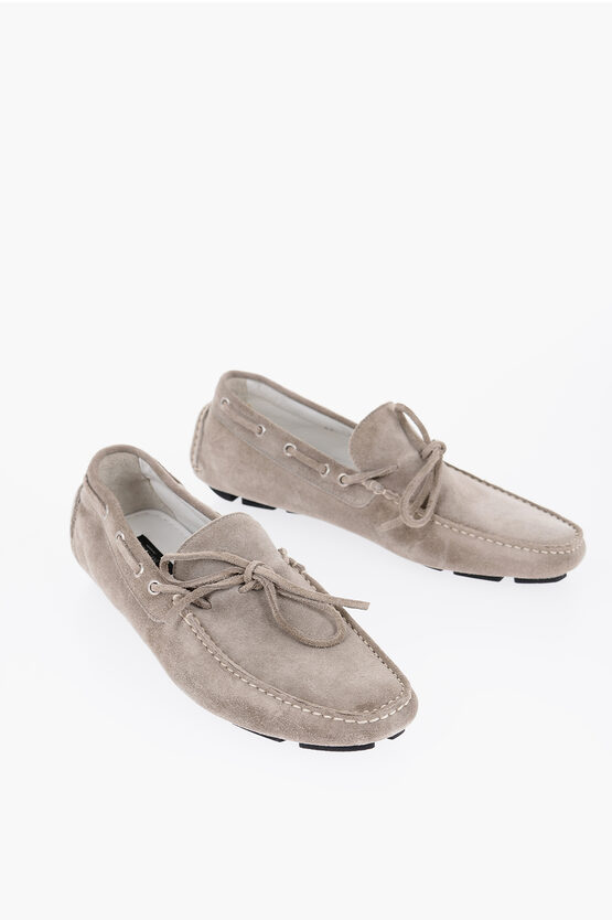 Shop Corneliani Id Suede Boat Deck Loafers