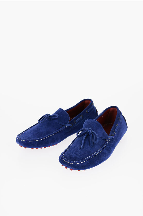 Shop Corneliani Id Suede Boat Deck Shoes With Rubber Dots On The Sole