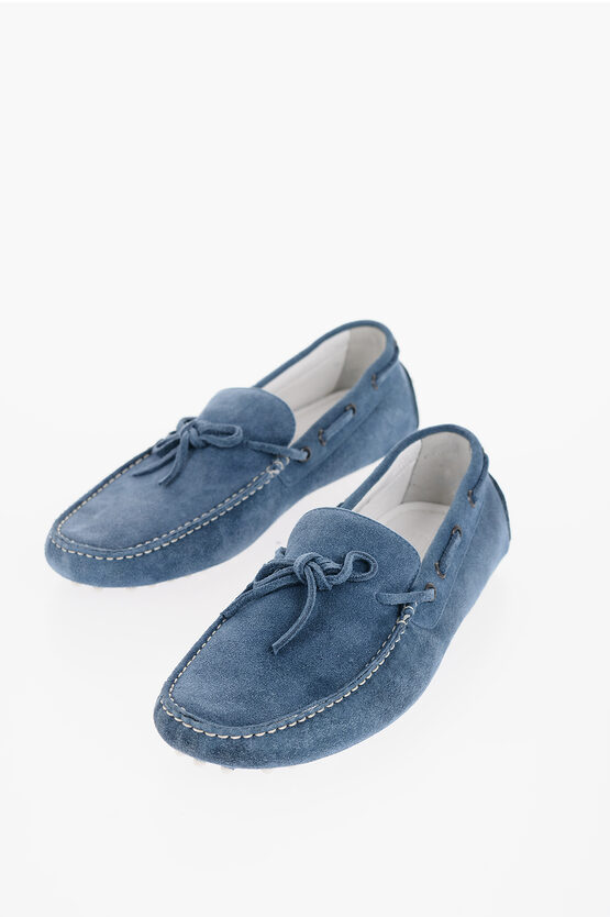 Shop Corneliani Id Suede Boat Deck Shoes With Rubber Dots On The Sole