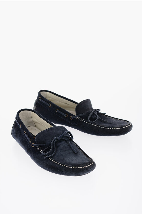 Shop Corneliani Id Suede Boat Deck Shoes With Rubber Dots On The Sole