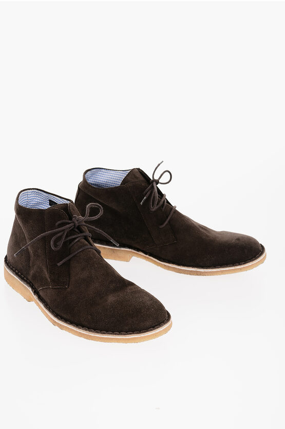 Shop Corneliani Id Suede Desert Boots With Contrast Sole