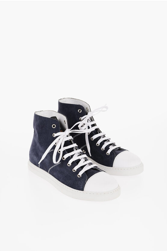 Shop Corneliani Id Suede High Top Sneakers With Contrasting Details