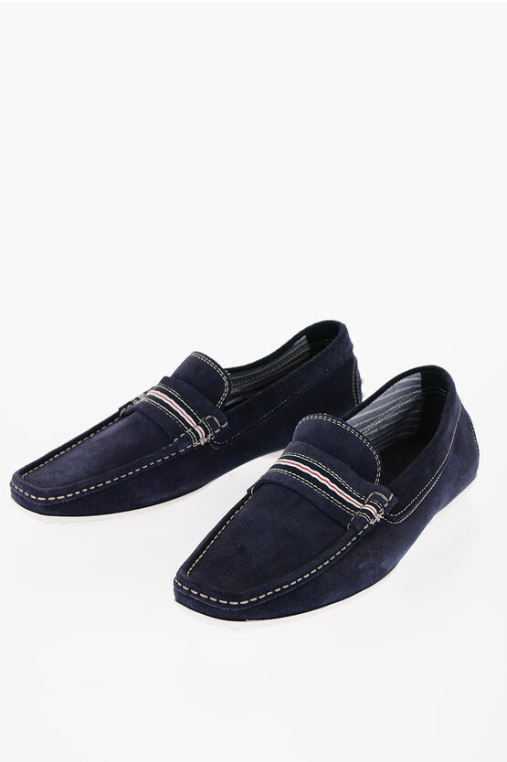 Shop Corneliani Id Suede Loafers With Rubbers